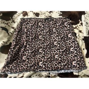 SHEIN Leopard Print Mini Skirt - Black and Brown